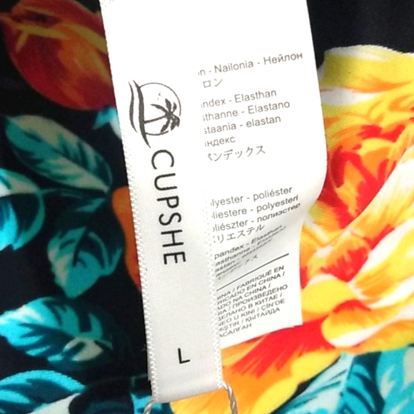 CUPSHE BLACK FLORAL 1-PC HALTER SWIMSUIT SZ LARGE - Picture 8 of 9